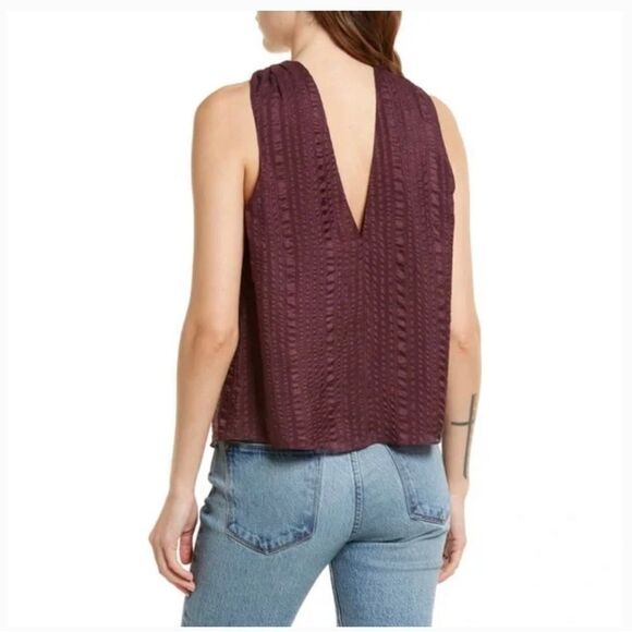 🎀FRAME draped textured silk halter top in Cabernet small - Picture 5 of 16